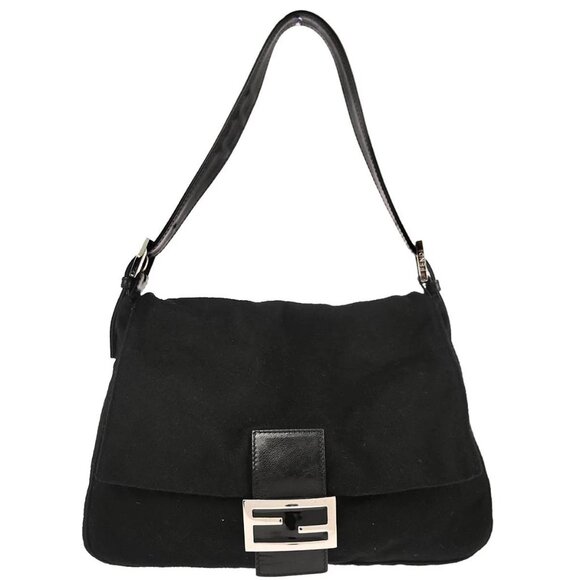 Fendi Handbags - Fendi Black Cashmere Mamma Baguette Handbag 2348-26325-099 126278